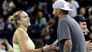 ניק קיריוס נגד ארינה סבאלנקה במשחק זוגות מערבית, בגארדן ניו יורק