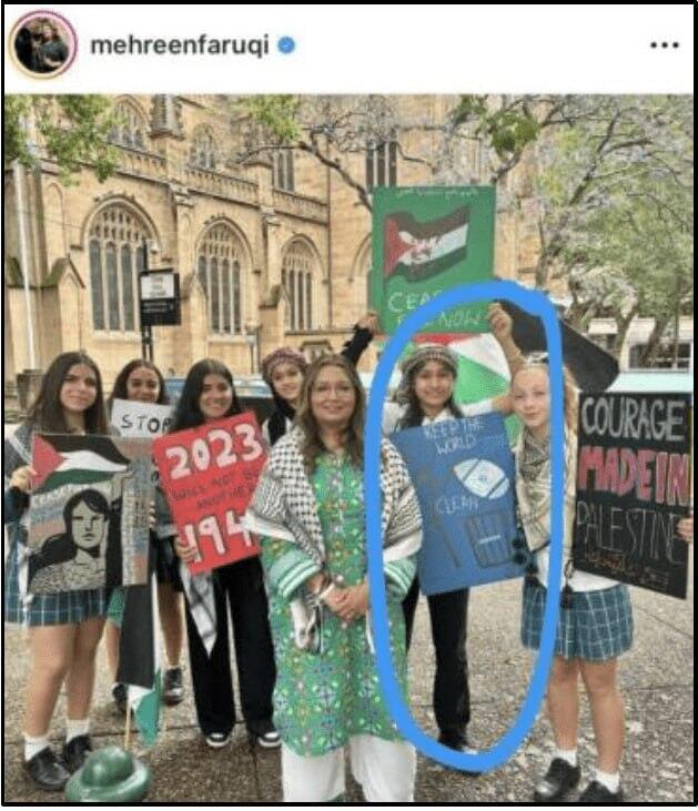 The post Faruqi was forced to delete in 2024: At a protest beside a sign that 'throws Israel in the trash' אוסטרליה טבח סידני חנוכה חברת פרלמנט מהרין פארוקי מצטלמת עם דגל ישראל מושלח לפח אשפה