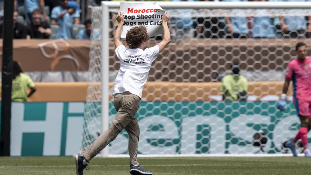 מפגין נגד הרג הכלבים פורץ למגרש במהלך משחק של וידאד קזבלנקה בגביע העולם למועדונים, בקיץ