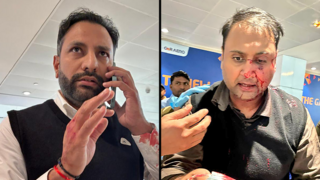 מימין: הנוסע שהותקף. משמאל: הקברניט רגע לאחר העימות