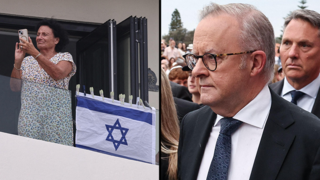 אוסטרליה טקס שבוע ל טבח פיגוע בונדיי ביץ' אנתוני אלבניזי קריאות בוז דגל ישראל ב מרפסת