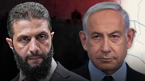 בנימין ביבי נתניהו, אחמד א-שרע על רקע מפה מפת סוריה