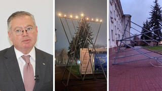 Посол Украины Евгений Корнийчук, городская ханукия в Чернигове