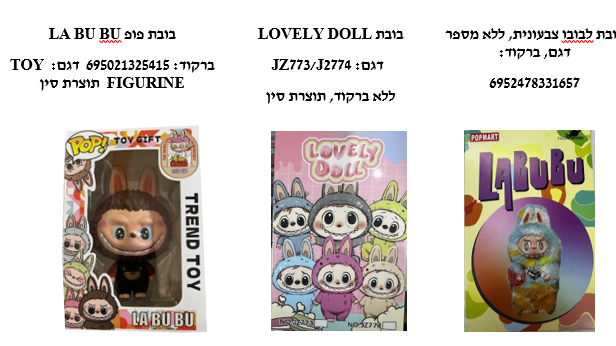 בובות הלבובו עליהן מזהירים במשרד הכלכלה
