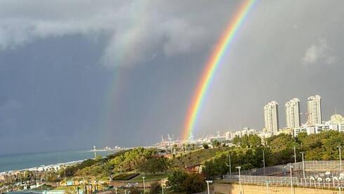 קשת בענן מעל חופי באשדוד