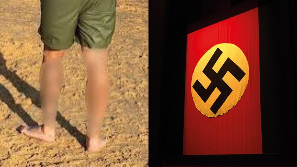 גבר חשף קעקועי סמלי שנאה נאציים בחוף בניוקאסל שבאוסטרליה