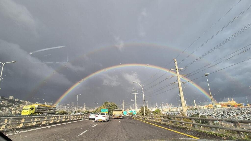 Rainbow in Haifa (archive) (Photo: Carmel Rescue Union) קשת בענן בחיפה