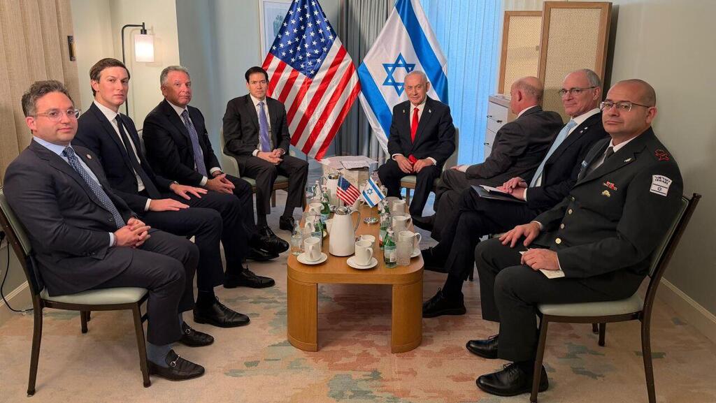 Встреча израильской делегации с Рубио, Виткоффом и Кушнером (Фото: пресс-служба премьер-министра) ראש הממשלה נתניהו בפגישתו עם מזכיר המדינה רוביו, סטיב וויטקוף וג׳ארד קושנר