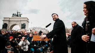 זוהראן ממדאני במסיבת עיתונאים בניו יורק