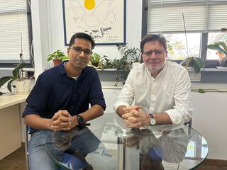 Professor Michael Glickman, dean of the Technion’s Faculty of Biology, and postdoctoral researcher Dr. Ajay Wagh