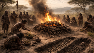 הדמיה של טקסי הקבורה ושריפת הגופות של ציידים-לקטים באפריקה לפני אלפי שנים
