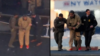 נשיא ונצואלה המודח ניקולס מדורו מובל ל בית משפט ב מנהטן ניו יורק ארה"ב