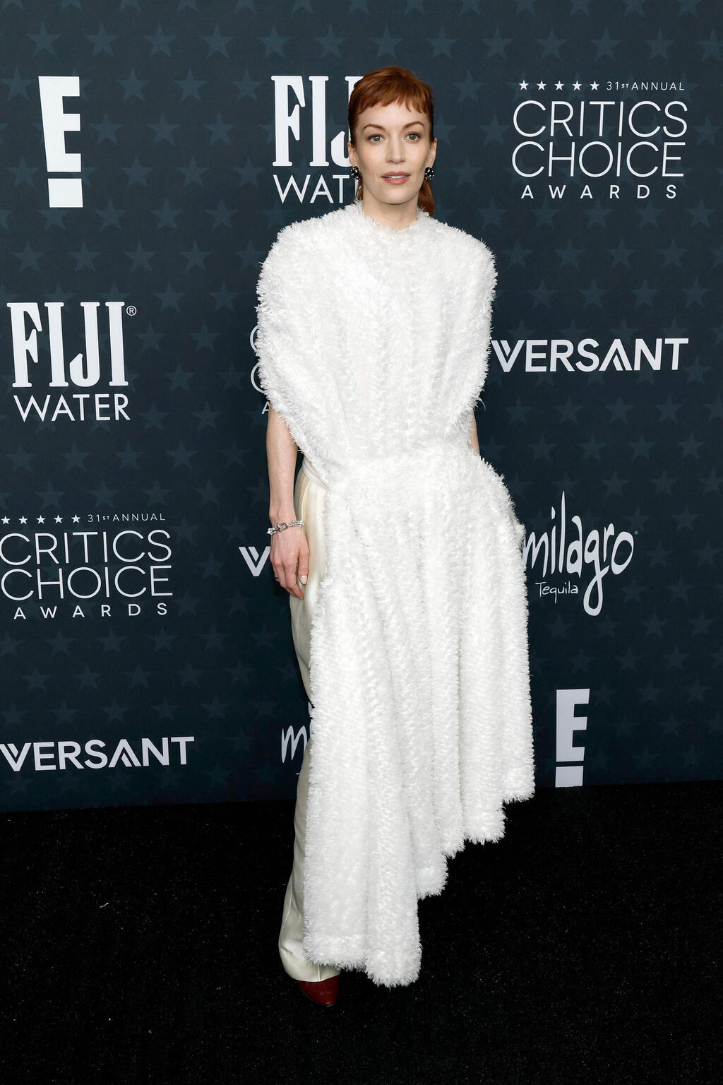 Britt Lower wears Bottega Veneta (Photo: Frazer Harrison/Getty Images/AFP) בריט לאוור בטקס פרסי המבקרים, 2026