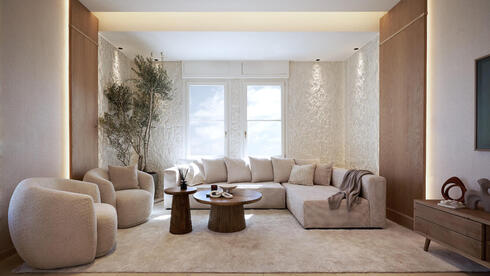 הדבקת יריעות על הקירות. עיצוב: אהובה יום טוב