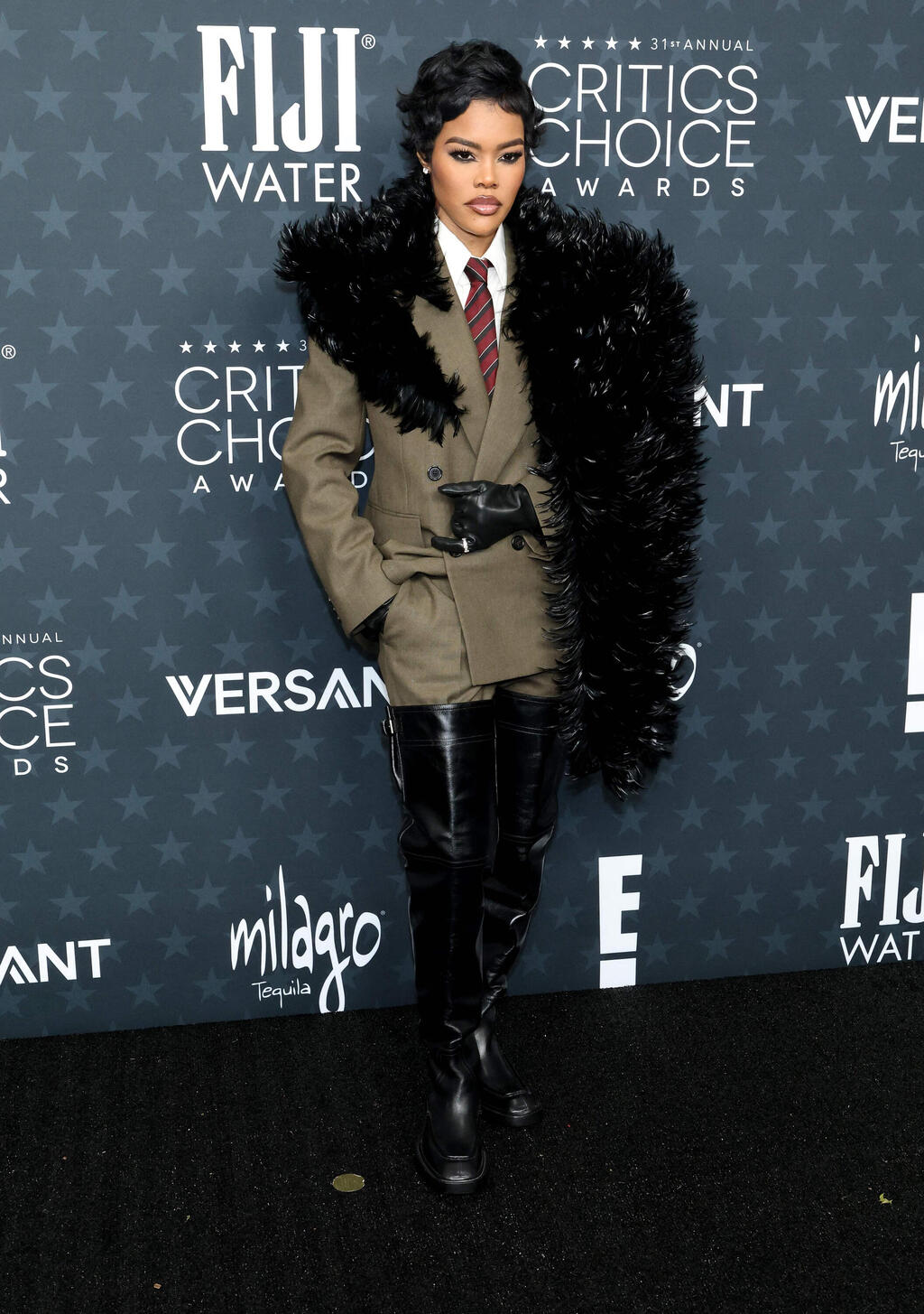 Teyana Taylor wears Saint Laurent (Photo: Frazer Harrison/Getty Images/AFP) טייאנה טיילור בטקס פרסי המבקרים, 2026