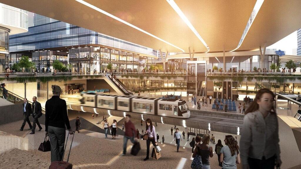 Illustration of the future Savidor hub in Tel Aviv (Photo: HQ Architects) הדמייה מתח"ם סבידור מרכז בתל אביב