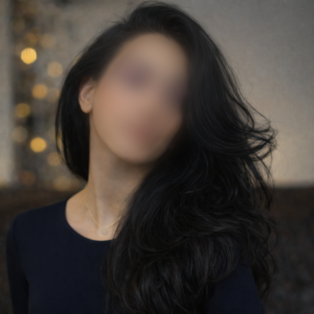 Minoo, a 30-year-old teacher in Tehran, says she can no longer afford to live on a $100 monthly salary; her image has been blurred and altered to prevent identification.