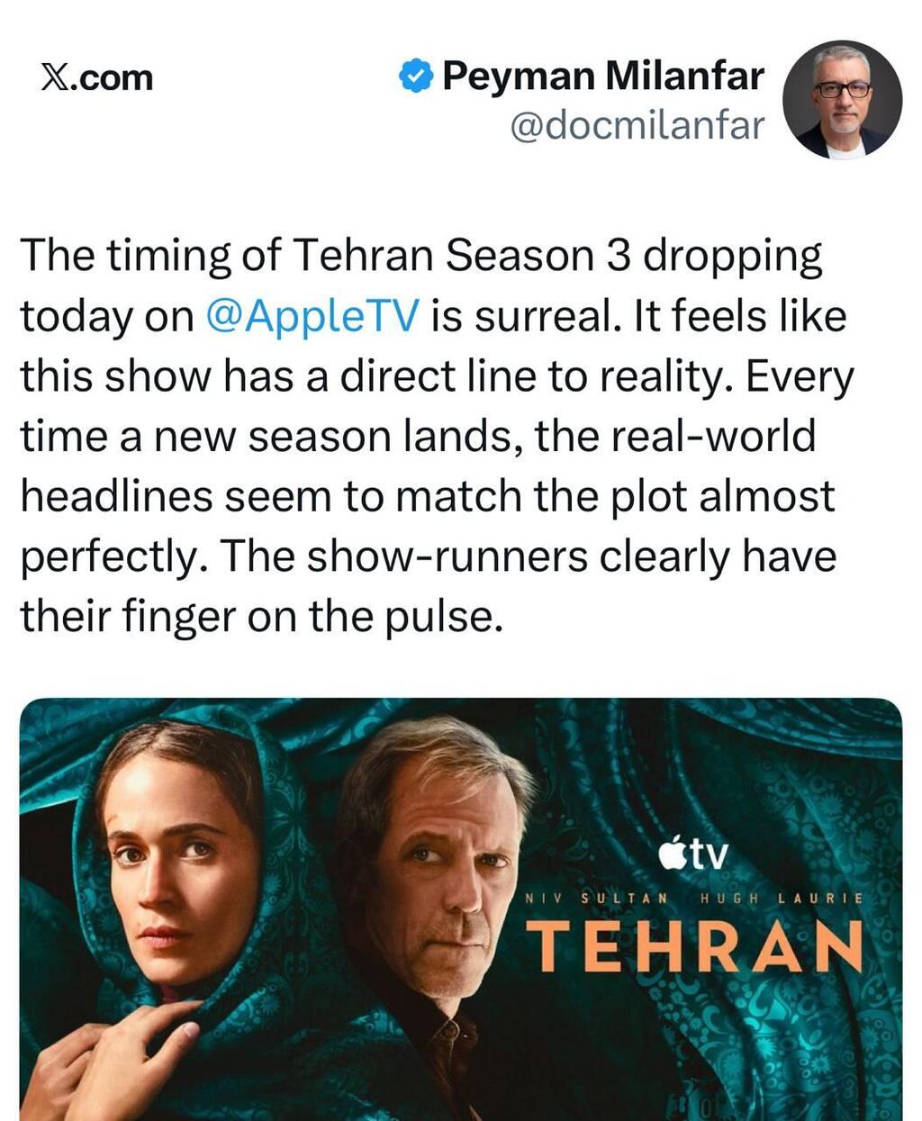 גולשים על התזמון של עליית "טהרן" באפל