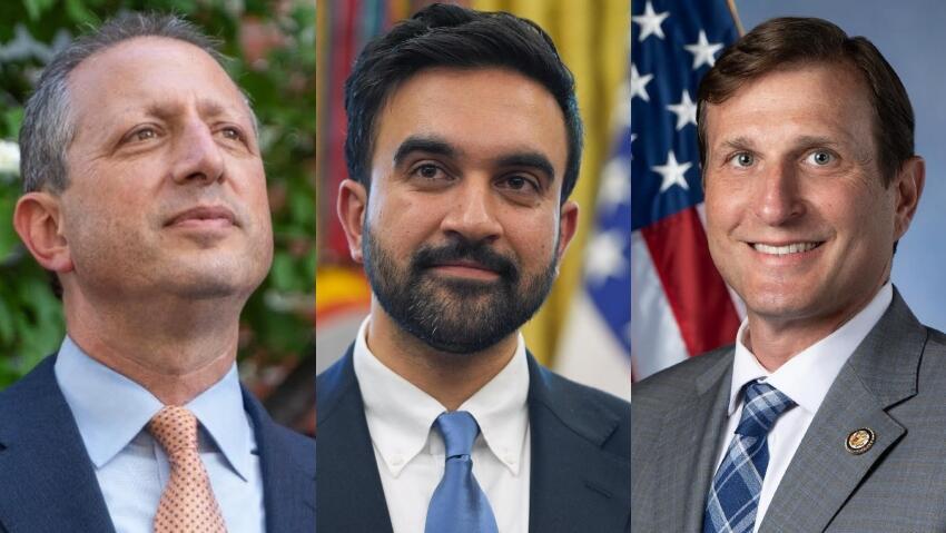 From right: Dan Goldman, Zohran Mamdani and Brad Lander (Photo: Evan Vucci/AP) מימין: דן גולדמן, זוהראן ממדאני ובראד לנדר