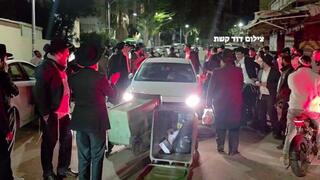 הפגנה ואלימות של חרדים קיצונים מחוץ לכנס של חטיבת החשמונאים