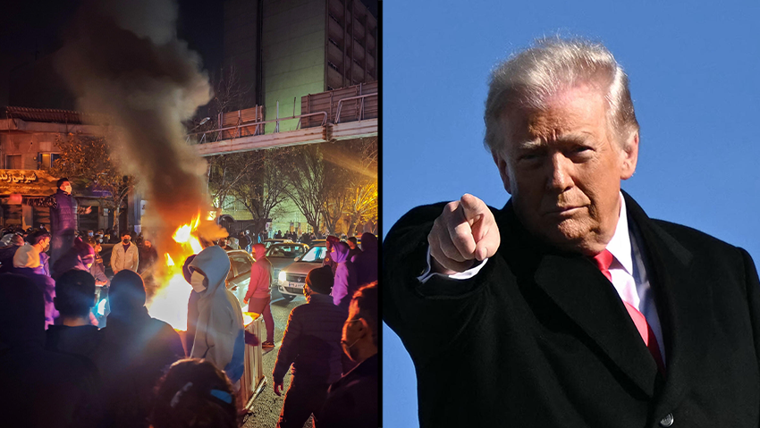 טראמפ מחאה מחאות הפגנה הפגנות איראן טהרן 8 בינואר