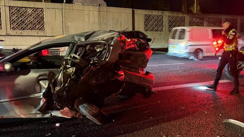 זירת התאונה בנתיבי איילון, סמוך למחלף וולפסון