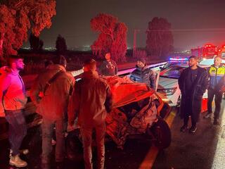 זירת התאונה בכביש 65