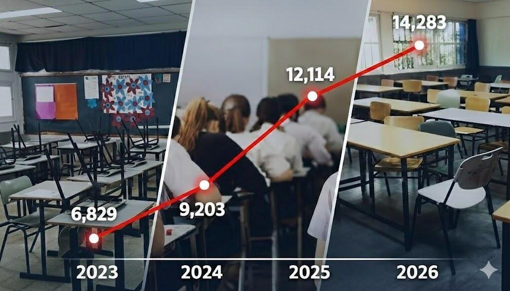 Дефицит учителей в школах Израиля по годам