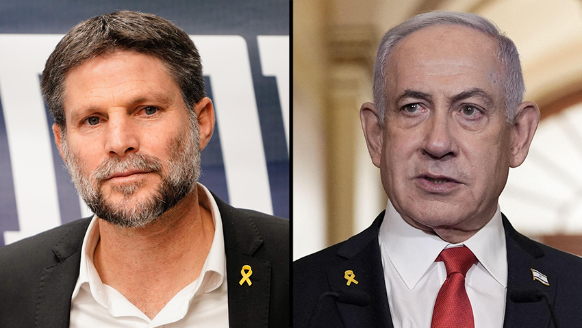 Finance Minister Bezalel Smotrich, Prime Minister Benjamin Netanyahu (Photo: Shalev Shalom, Oliver CONTRERAS/AFP) נתניהו, סמוטריץ'