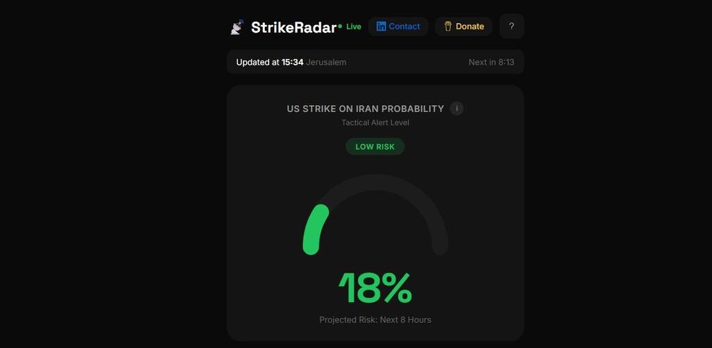 אתר חיזוי התקיפה האמריקאית על איראן Strikeradar