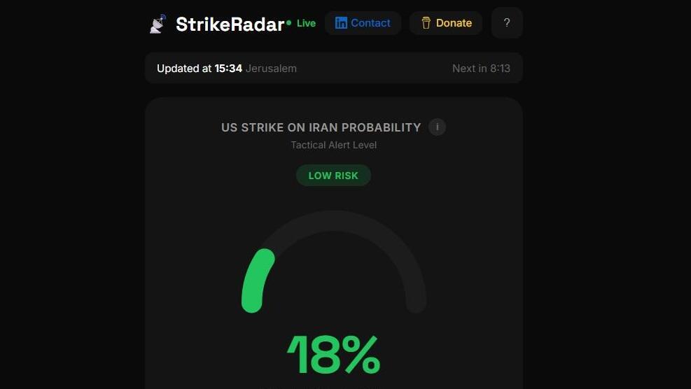 אתר חיזוי התקיפה האמריקאית על איראן Strikeradar