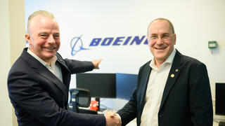 Dr. Brendan Nelson (left), President of Boeing Global, with Ben-Gurion University of the Negev President Prof. Daniel Chamovitz