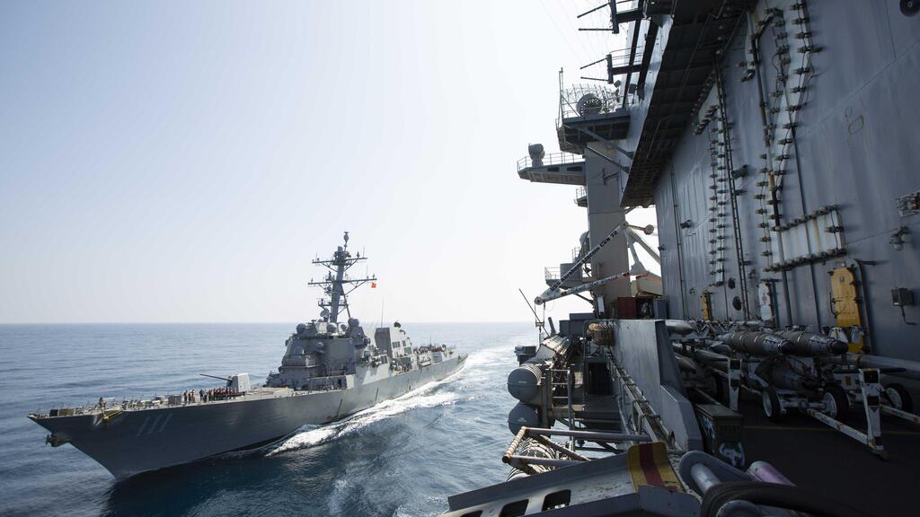 ה משחתת USS Spruance של צבא ארה"ב שנשלחה למזרח התיכון בצל המתיחות מול איראן יחד עם נושאת המטוסים לינקולן צילום ארכיון