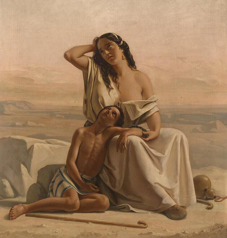 הגר וישמעאל במדבר – ציור של לואיג'י ג'ילרדוצי מהמאה ה-19