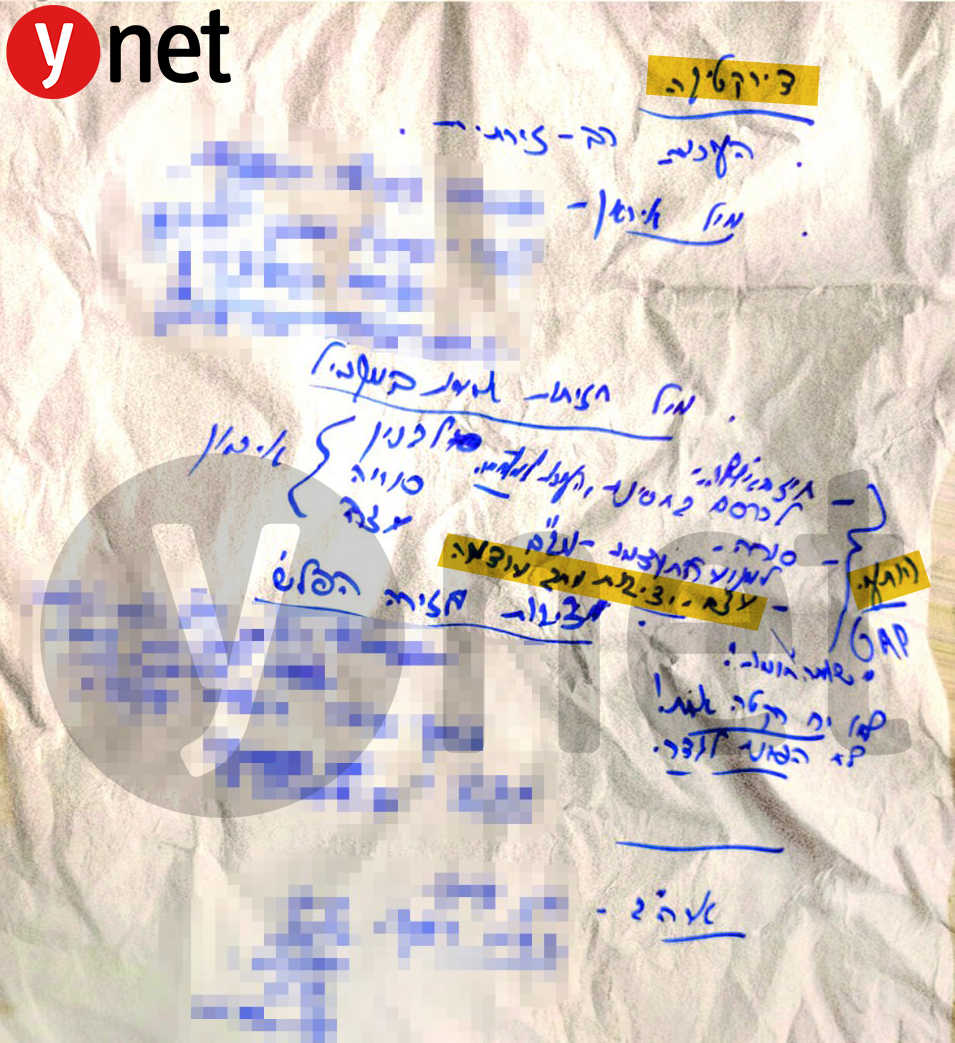 חשיפה: מסמך בכתב ידו של רוה"מ