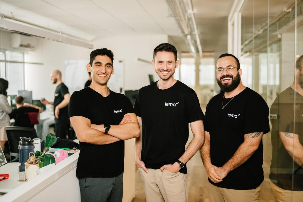 Founders of Lema AI: from right, Tomer Roizman, Eddie Dovzhik, Omer Yehudai  