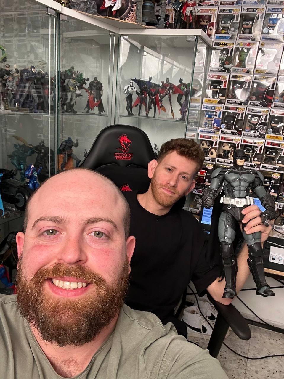 Podcast host Bar Gindy, left, poses with collector Yarin 