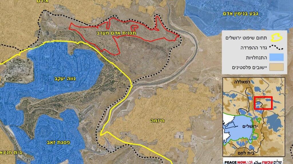 מפה של התוכניות שיאושרו לבנייה מחוץ לקו הירוק
