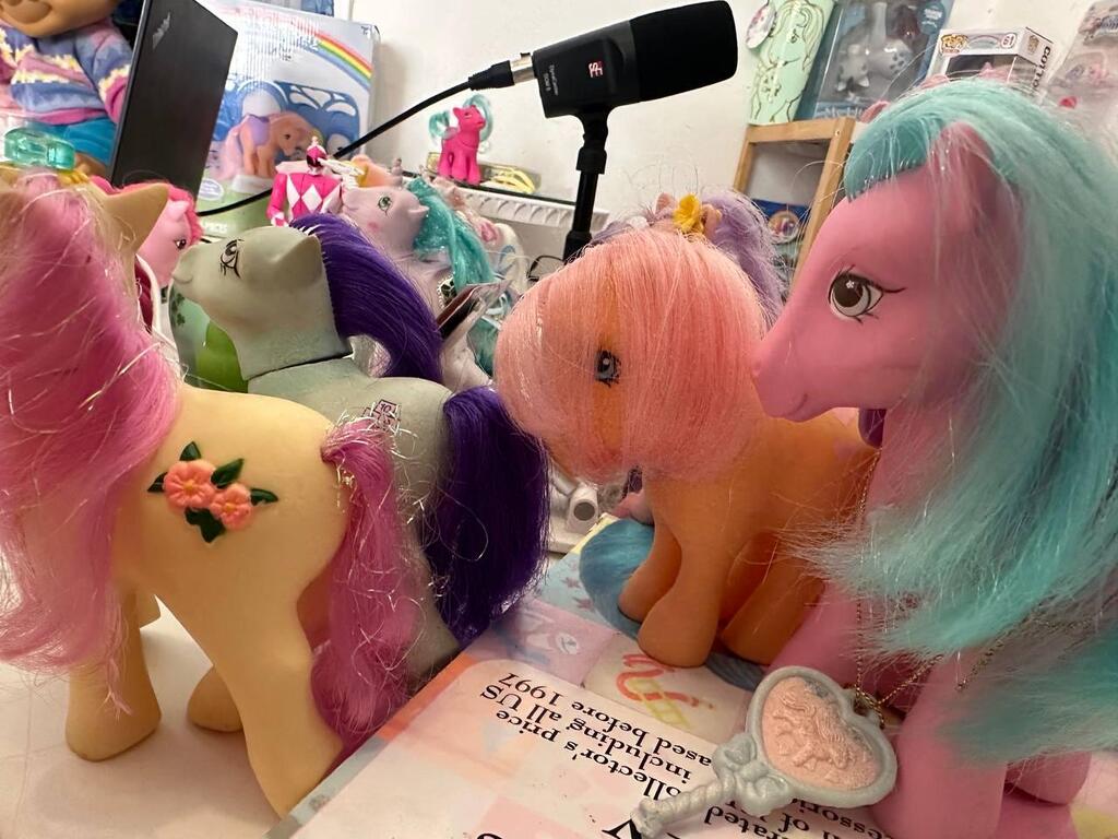 Close-up of several Generation 1 My Little Pony figures from the 1980s inside Jonathan’s collection, where ponies are categorized and preserved by era and condition (Photo: Bar Gindy) Close-up of several Generation 1 My Little Pony figures from the 1980s inside Jonathan’s collection, where ponies are categorized and preserved by era and condition