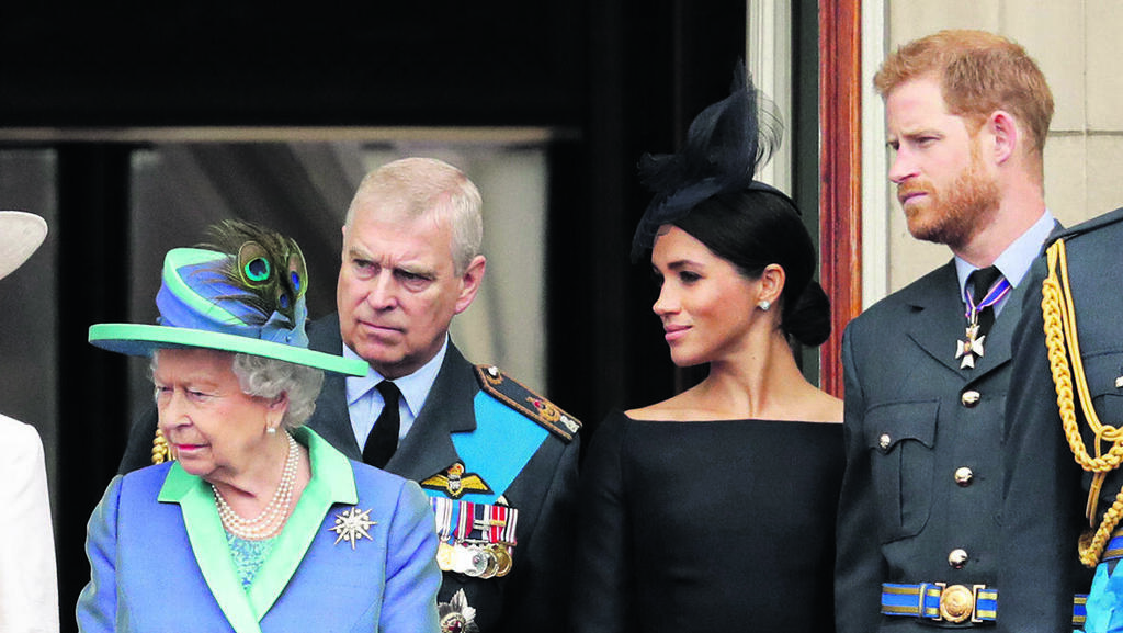 Prince Andrew with his mother Queen Elizabeth, Harry and Meghan (Photo: Matt Dunham/AP) הנסיך אנדו עם אימו אליזבת, הארי ומייגן