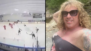 ארה"ב רוד איילנד משחק הוקי קרח שחקנים בורחים ירי ב קהל