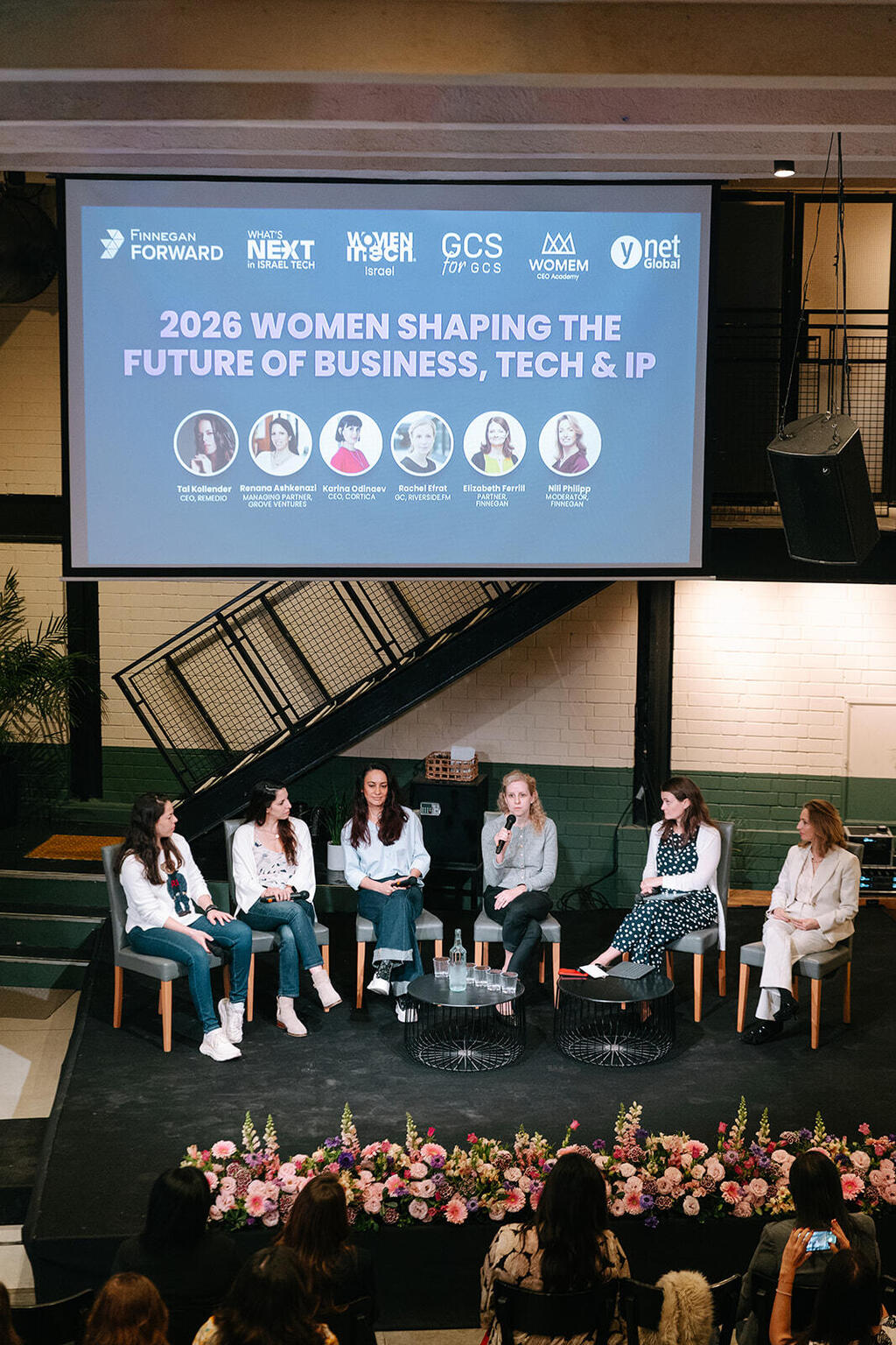 Panelists speak at the Women Shaping the Future of Business, Tech & IP conference in Tel Aviv, hosted by Finnegan and What’s Next in Israel Tech 