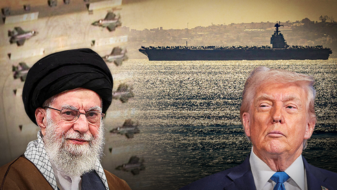 נשיא ארה"ב דונלד טראמפ והמנהיג העליון של איראן עלי חמינאי על רקע צבירת הכוחות במזרח התיכון