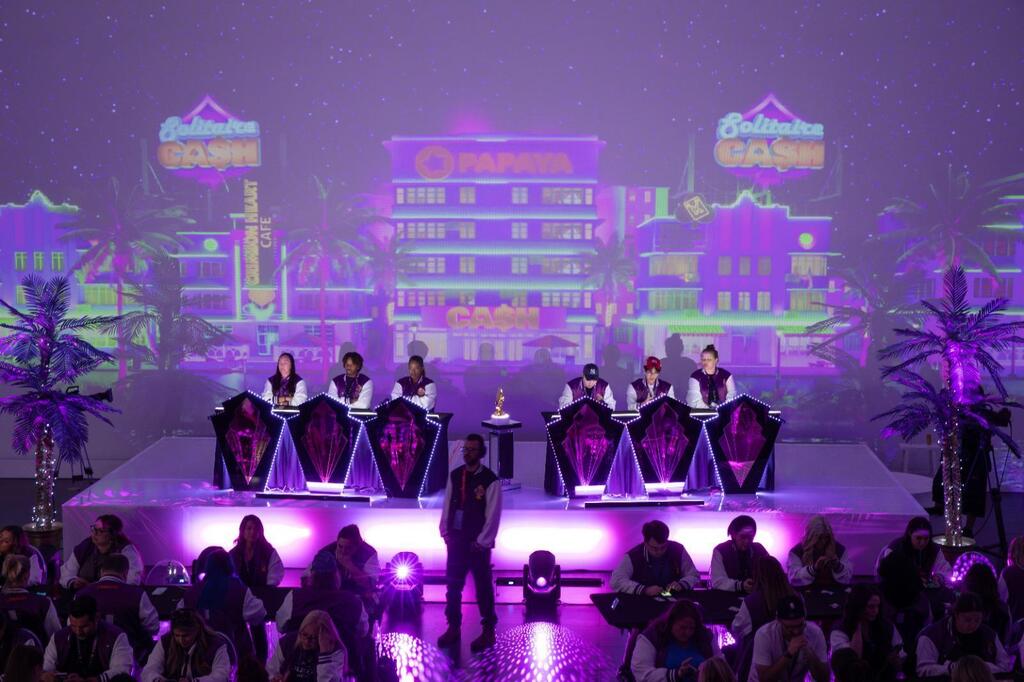 International Solitare champs on stage at the live finals in Miami  