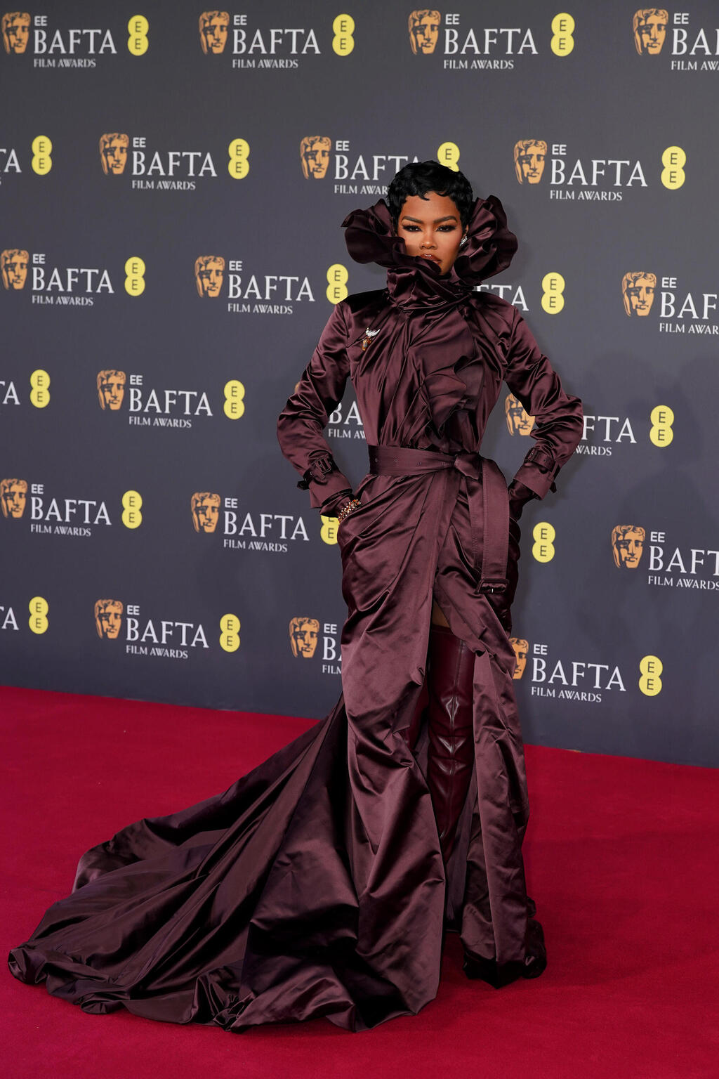 Teyana Taylor wears Burberry (Photo: Dominic Lipinski/Getty Images) טייאנה טיילור בטקס פרסי הקולנוע הבריטיים, 2026
