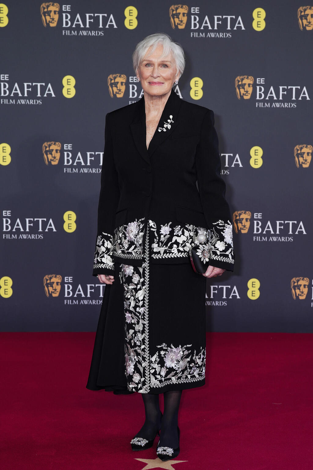 Glenn Close wears Erdem (Photo: Dominic Lipinski/Getty Images) גלן קלוז בטקס פרסי הקולנוע הבריטיים, 2026