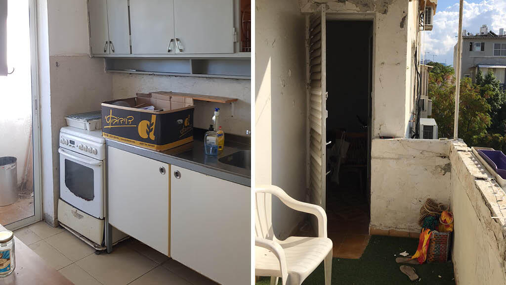 Another view of the balcony and kitchen in their previous form (Photo: Julia Handji) הדירה לפני שיפוץ