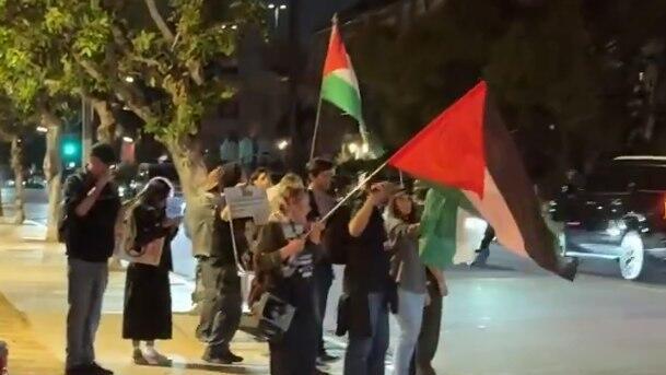 הפגנה אנטי ישראלית מחוץ להקרנת "צעקה 7"