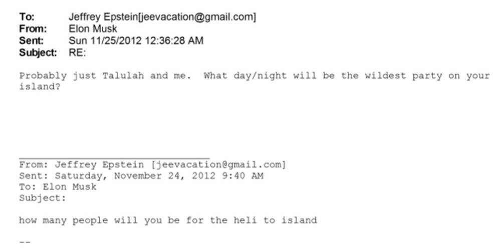 One of the emails Elon Musk sent to Jeffrey Epstein אחד המיילים ששלח אילון מאסק לג'פרי אפשטיין