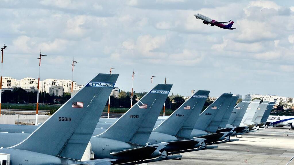 American refueling planes parked at Nem Gurion airport (Photo: Kobi Koeneks) מטוסי תדלוק אמריקניים בנתב"ג